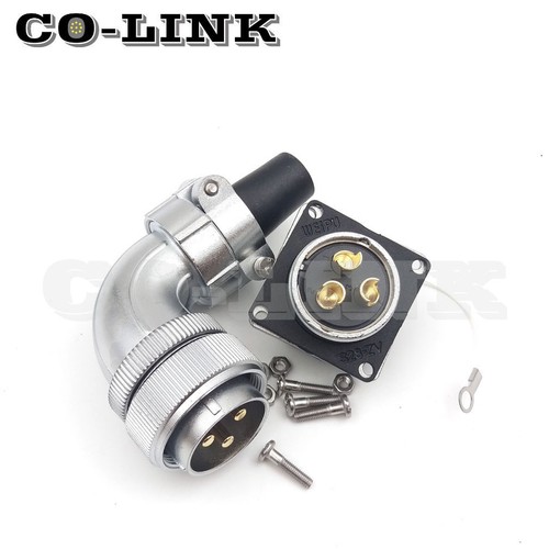 WS28 3Pin 50A Waterproof Power Connector,Aviation Right Angle Bulkhead Connector - Picture 4 of 5
