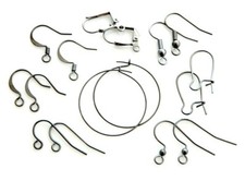 100 Gunmetal Assorted Hoops Fishhooks Leverback Earwires Earring Findings Wires