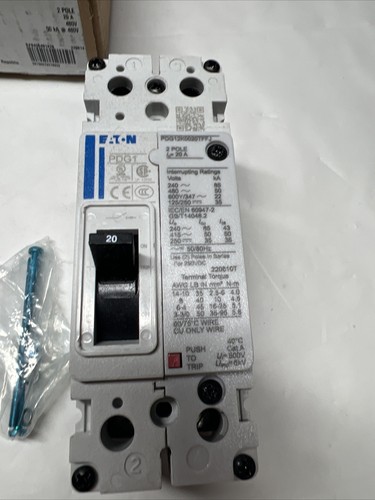 EATON PDG12K0020TFFJ 2 Pole 20 AMP Type PDGI Power Defense Circuit Breaker - Picture 2 of 8