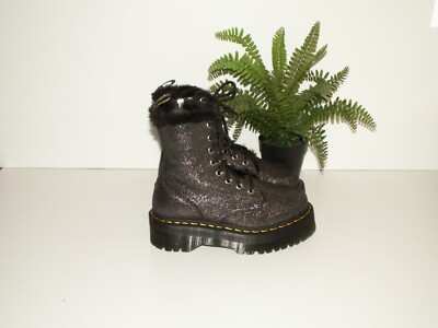 Dr Martens JADON fur lined iridescent crackle quad platform boots