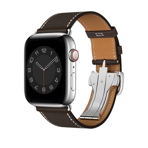 Deployment Buckle Leather Band for Apple Watch 11 10 9 8 7 45/46/49mm Ultra 3 2 - Picture 8 of 16