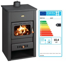 EEK A - Kaminofen aus Gusseisen Top 10.4 kW Multi Fuiel Holzofen Prity K2CP