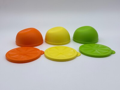 Set of 3 TUPPERWARE 5'' Grapefruit Citrus Keeper Bowls - Lime Green Yellow Orange