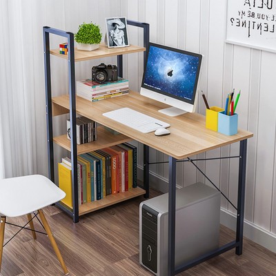Anmashome Computer Desk W H 4 Shelves Bookcase Shelf Home Office
