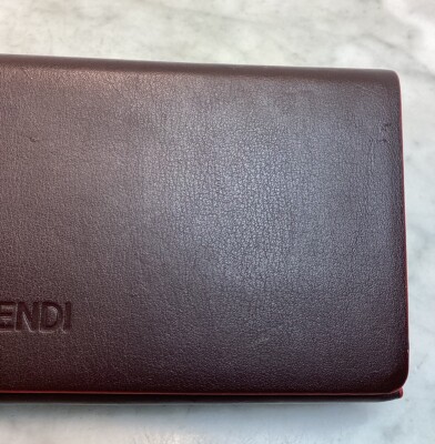 Fendi Brown Leather Eyeglass Case Vintage Fendi Striped Canvas Leather FF Logo Eyeglass Case  main image 2