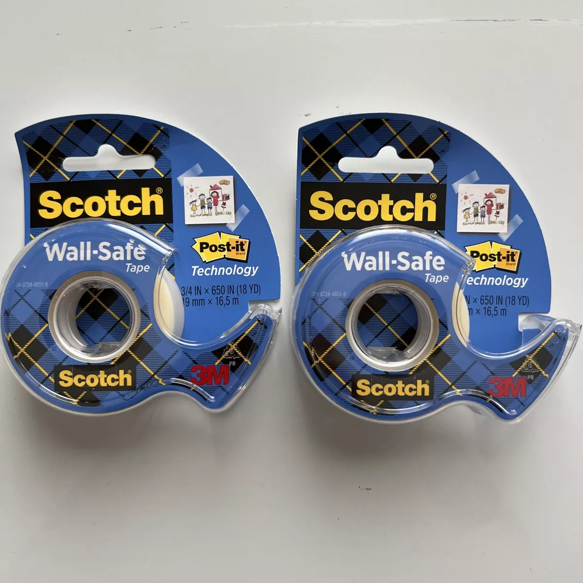 Scotch Wall Safe Tape Dispenser .75 in x 650 in Transparent 3M 183 New, 4  Pack