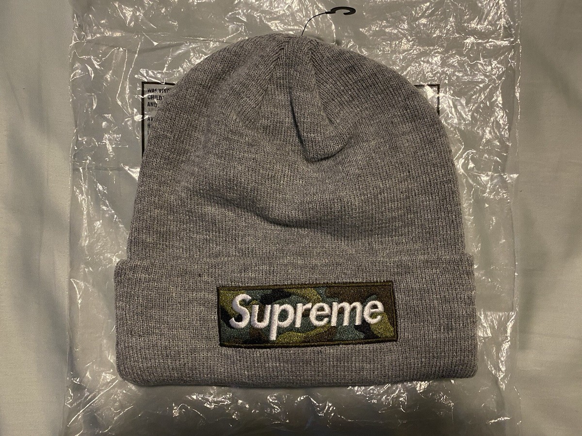 Supreme FW23 Camo Box Logo Beanie Heather Gray | eBay