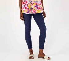 608 LOGO Layers by Lori Goldstein Regular Stretch Eyelet Leggings Size XXS