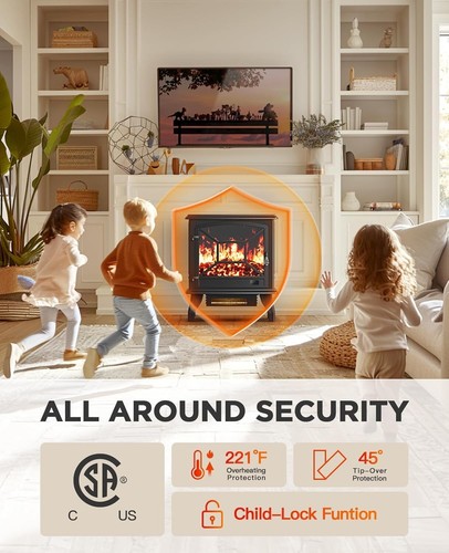 Elegant 24" Electric Corner Fireplace Heater with Remote & Timer for Cozy Living - Picture 7 of 9