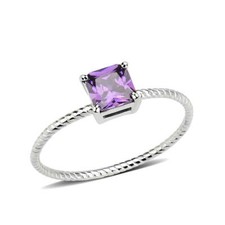 Princess ring amethyst purple solitaire cubic zirconia 1/4ct 3856