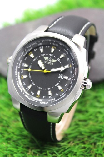 aviator f-series avw7893g3 mens watch black leather strap