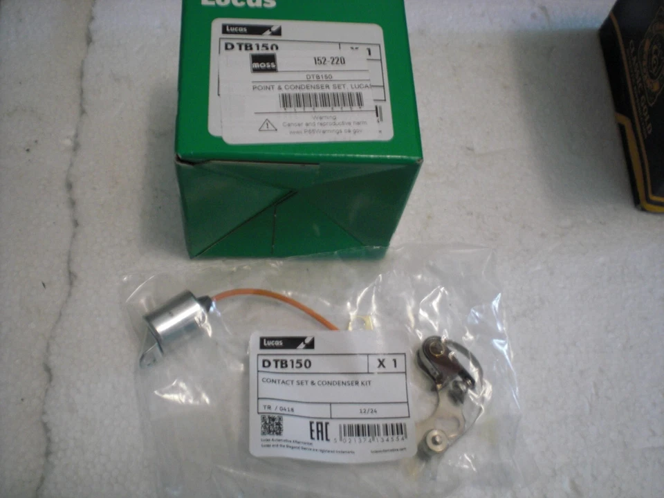 JUEGO DE PUNTOS Y CONDENSADOR LUCAS MG, TRUIMPH, JAGUAR, AUSTIN HEALEY MGA MGB LOTUS Foto 2 de 4