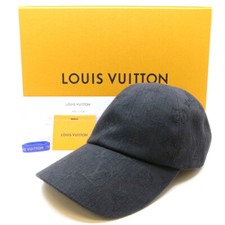Authentic LOUIS VUITTON Newsboy Essential Cap Size:58 Hat Black Cotton #36632477