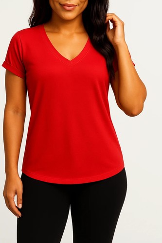 Women Ladies Batwing Sleeve Oversized Baggy Loose Fit Turn Up V Neck T Shirt Top - Picture 14 of 28
