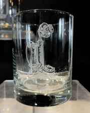 Vintage AT&T Etched Timeline Telephone Dated Whiskey Lowball Glass 1919 RARE