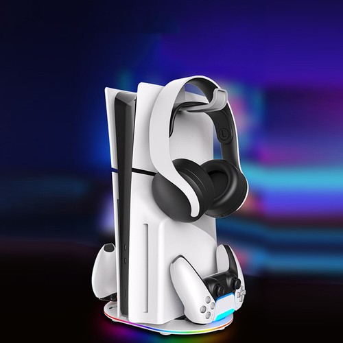 Game Console Dock Mount Bracket Durable Backlit Base Stand for PS5 Slim