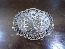 Rosendekor Durchbruch Aschenbecher oval in Echtsilber 835er TOP