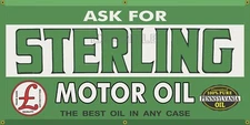 STERLING MOTOR OIL VINTAGE GAS SERVICE STATION OLD SCHOOL REMAKE BANNER SIGN