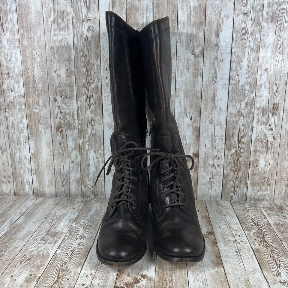 Botas de equitación de combate altas con cordones de cuero Frye Melissa estilo clásico para mujer 7 Foto 4 de 4