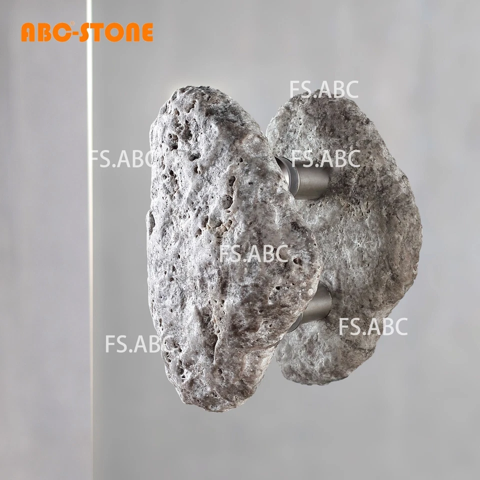 2 piezas manijas de puerta de travertino Galxay de plata natural decorativas vintage Foto 3 de 4