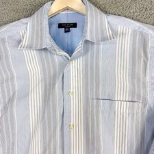 Ted Baker Shirt Men 15.5 32/33 Blue White Stripe Preppy Office Business Casual
