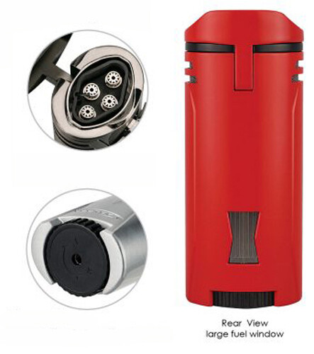 Black Crackle Matte Vector Ironquad Quad Flame Jet Torch Cigar Lighter - 9310