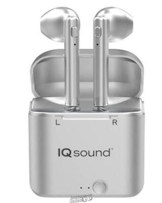 True-Portable Bluetooth True Wireless Earbuds Charging Case Silver IQ-235TWS