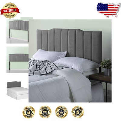 Stylish Gray Channel-Stitched Upholstered Headboard - Full Size, Easy Care