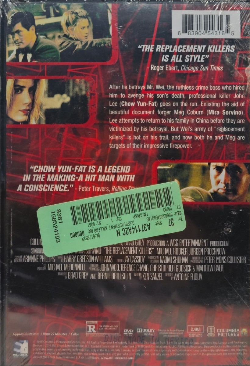 THE REPLACEMENT KILLERS New Sealed DVD Chow Yun-Fat Mira Sorvino