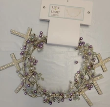 Love & Light Christian 6’ Garland Silver Cross Crosses Purple Beaded Passover