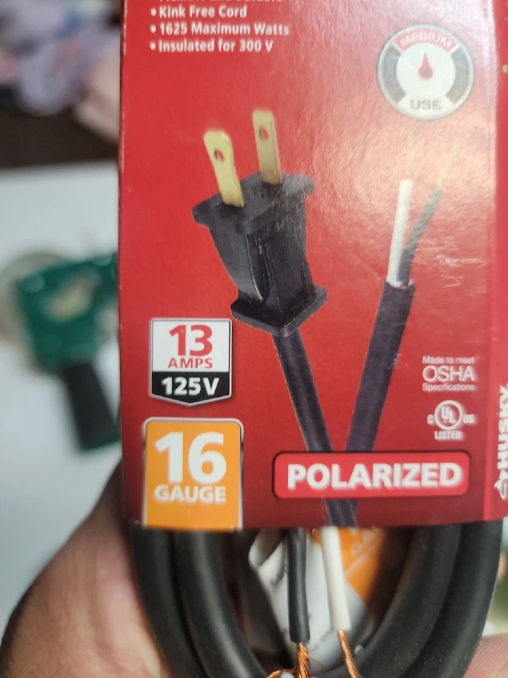 Huskey 8ft Tool Replacement Cord 16 Gauge - Image 3 of 4