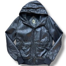 Hysteric Glamour Men Black Leather Blouson with Hood Excellent condition Rare JP