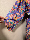 VINTAGE MADE IN ENGLAND PURPLE/PINK FLORAL PURE SILK BELTED BOHO MAXI DRESS SZ M — photo 3