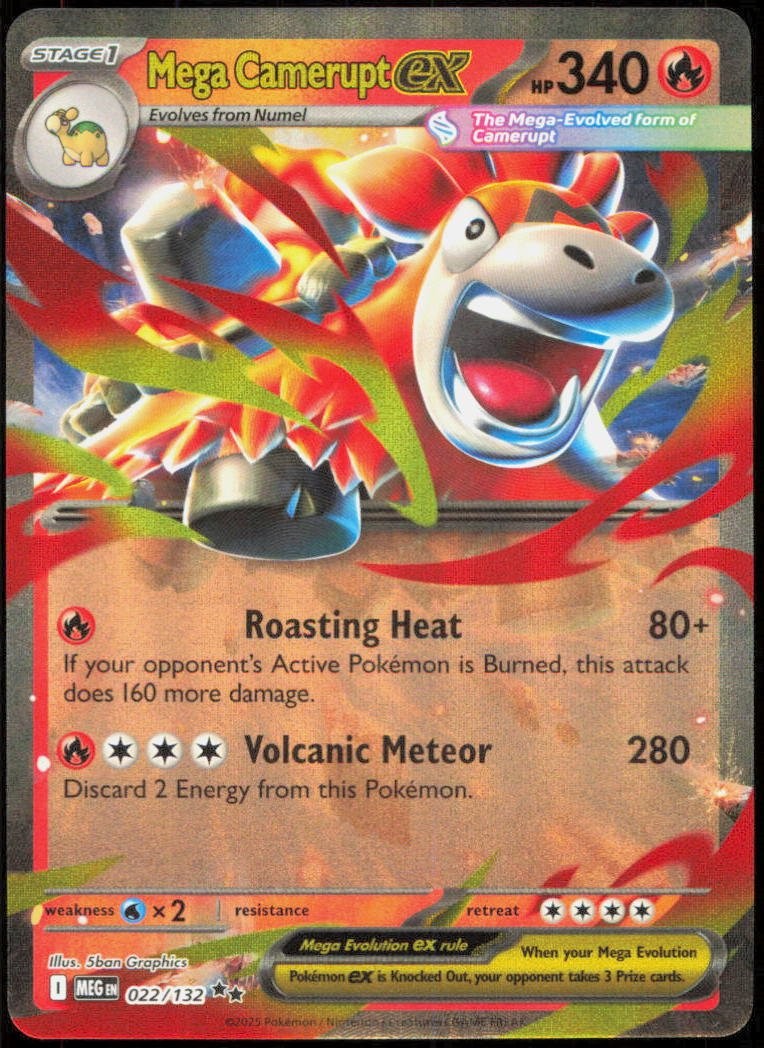 Mega Camerupt ex 022/132 ME01: Mega Evolution Double Rare NM Pokemon TCG