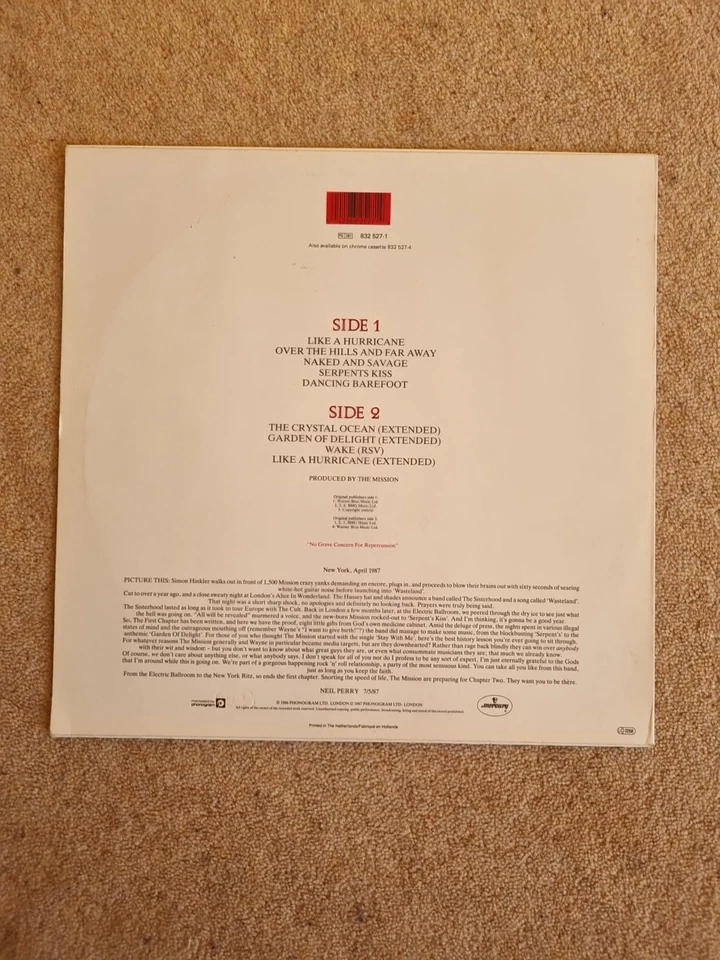 The Mission - The First Chapter Vinyl LP Mercury Records Netherlands 1987 - Image 2 of 4