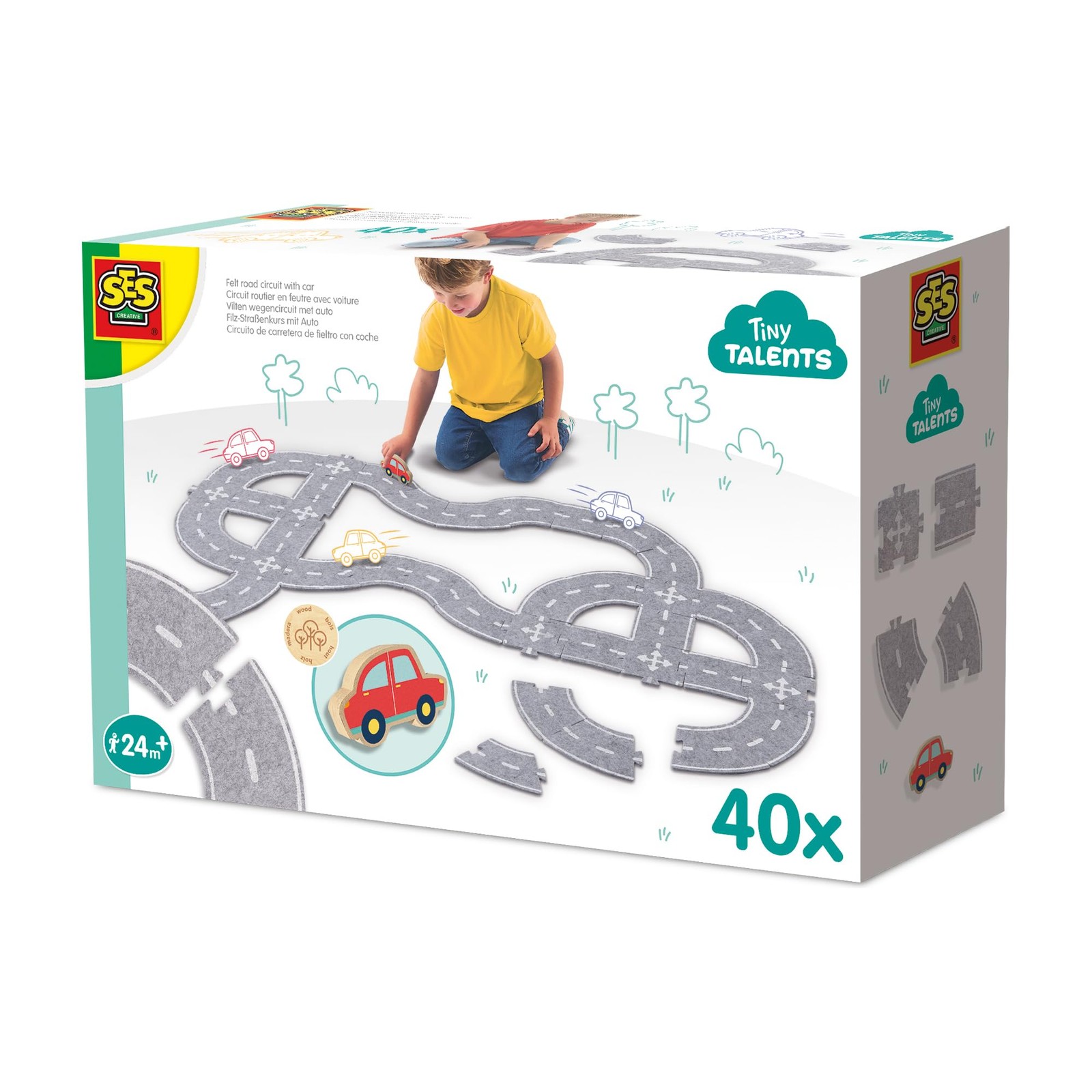 SES Creative 13152 Felt Road Circuit 40pcs with Car - Creative Play Set for Kids