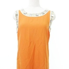 PRADA Glass Bijou Sleeveless Dress size 40 S-M Size Orange L 94cm Ladies Used