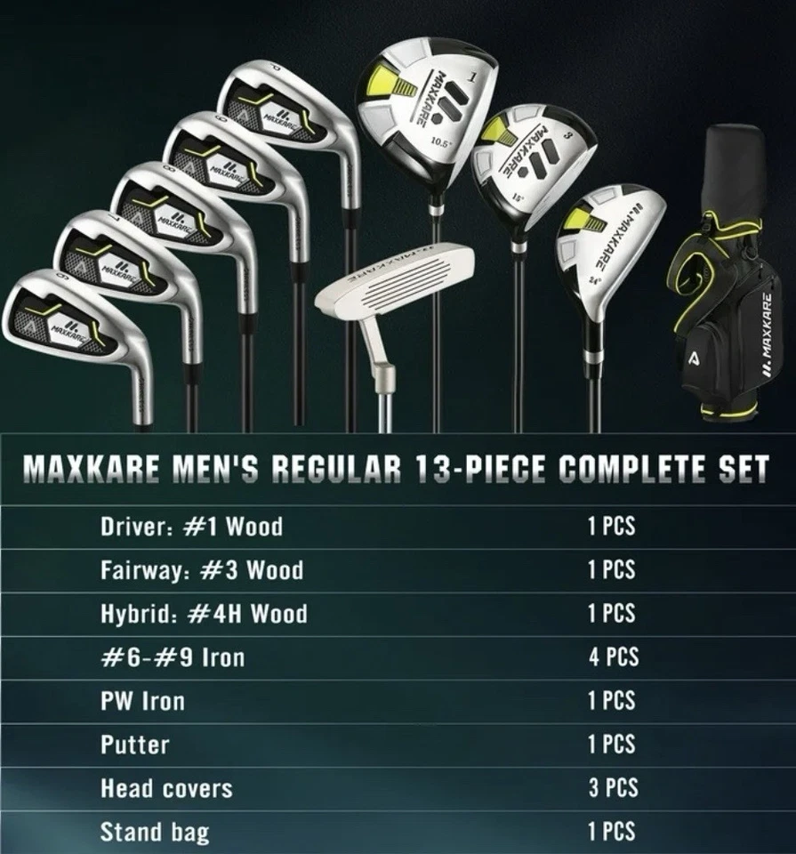 Juego completo de palos de golf MaxKare (juego completo de 9 piezas, 3 cubiertas para la cabeza, bolsa de pie) Foto 2 de 4