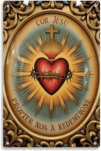 Sacred Heart of Jesus Tin Metal Signs Home Décor Vintage Catholic Religious prin