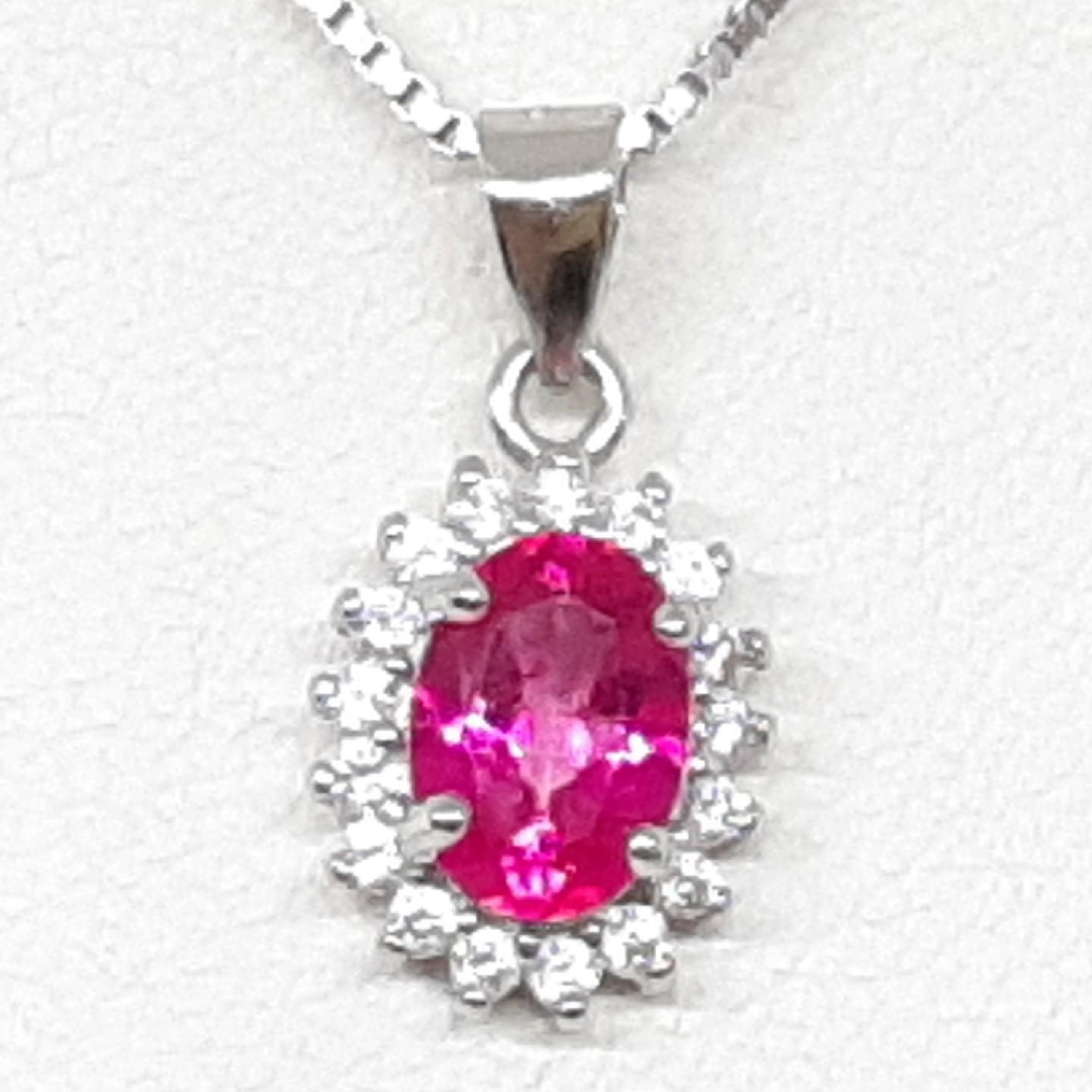 World Class 1.01ctw Pink Topaz & White Sapphire 925 Sterling Silver Pendant