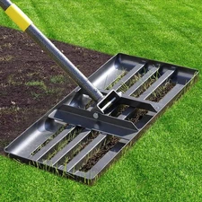 Lawn Leveling Rake - Heavy Duty 17"x10" Stainless Steel Lawn Leveler | Adjust...