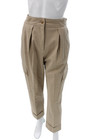 Trina Turk Unisex Cargo Cropped Pants Beige Cotton Button Size 2 — photo 1