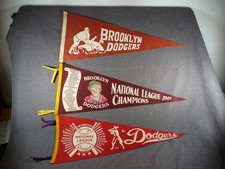 3 Vintage 1940's Brooklyn Dodgers Baseball Pennants - NR #5
