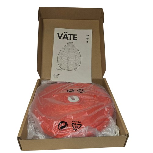 New Ikea Vate Rice Paper Area Table Lamp Orange Accent Lighting 10"