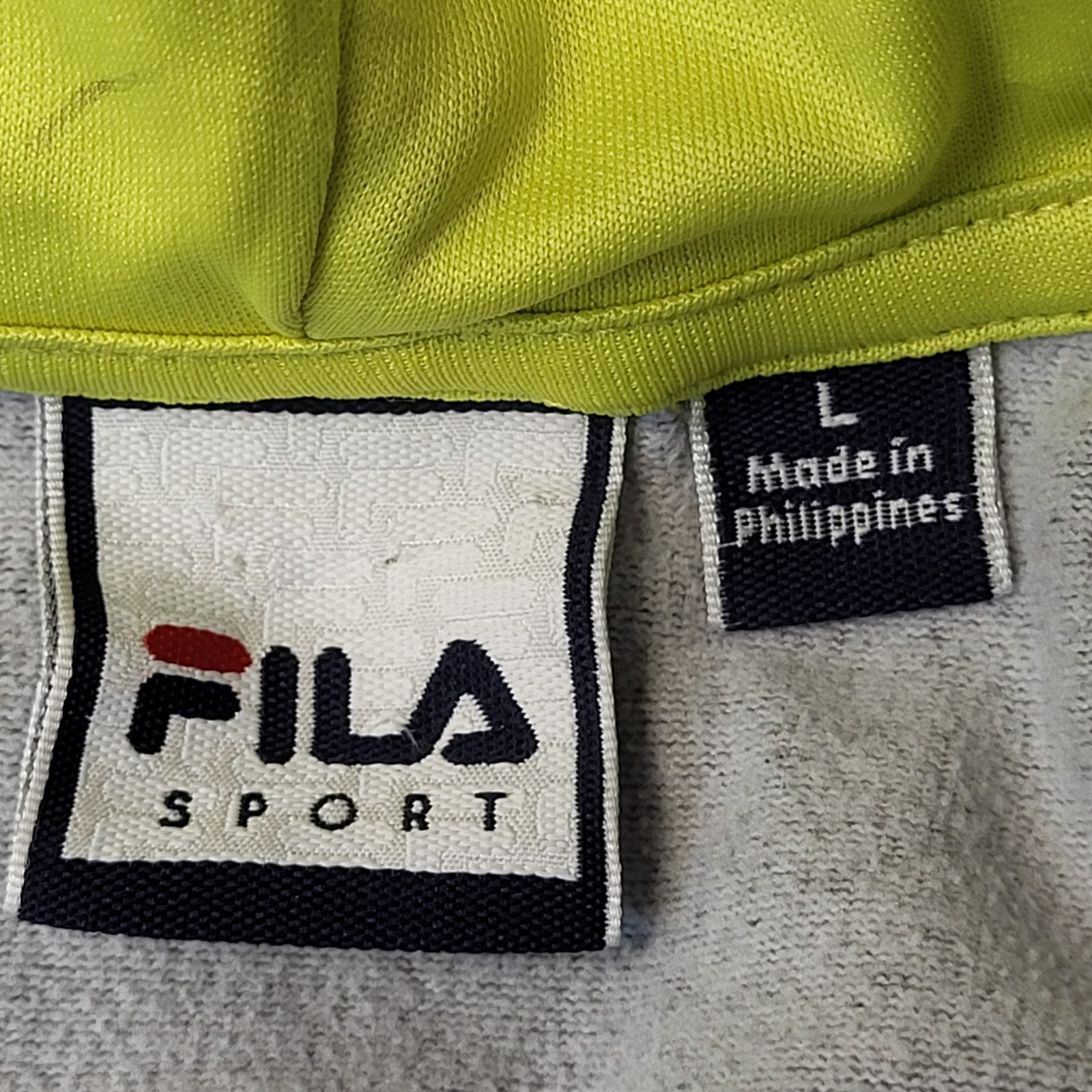 Felpa sportiva Fila grigia gialla full zip coulisse uk donna taglia L K834