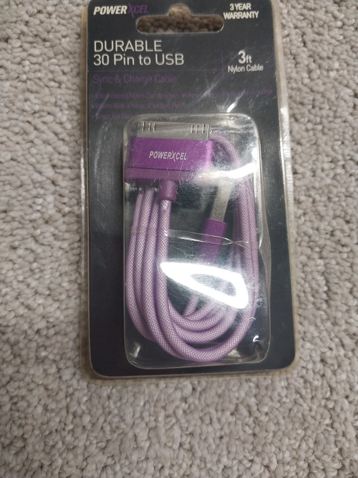 Powerxcel Durable 30 Pin to USB Sync & Charge Cable, 3 ft Nylon iPhone iPad iPod - Image 2 of 4