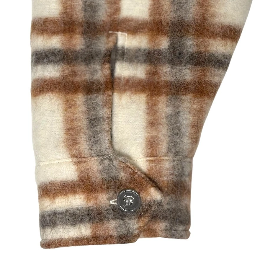 Todd Snyder x Woolrich Brushed Wool Cream / Brown Plaid Quilted Lining Jacket L - Image 4 of 4