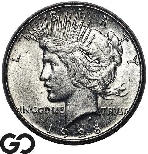 1928-S Peace Dollar, Nice Mint Luster, Brilliant Uncirculated++ Better Date!
