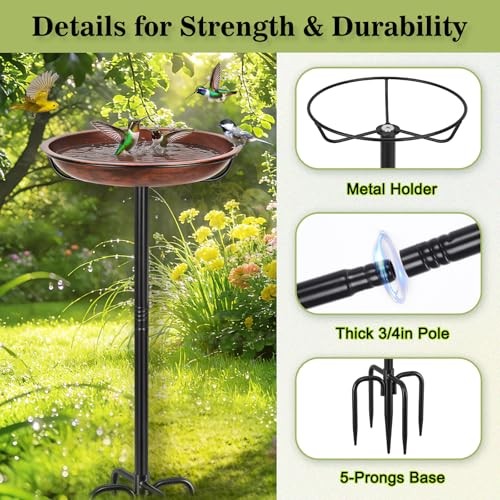 Metal Bird Bath for Outside Heavy Duty, 29 Inch Bird Feeder