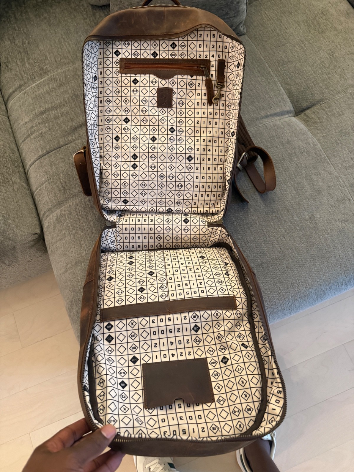 Leather Baseball Inspired Backpack - image 5